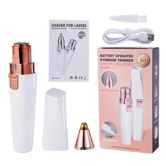 2-in-1 Rechargeable Epilator & Electric Eyebrow Trimmer | Hair Removal for Face, Eyebrows & Bikini Line
