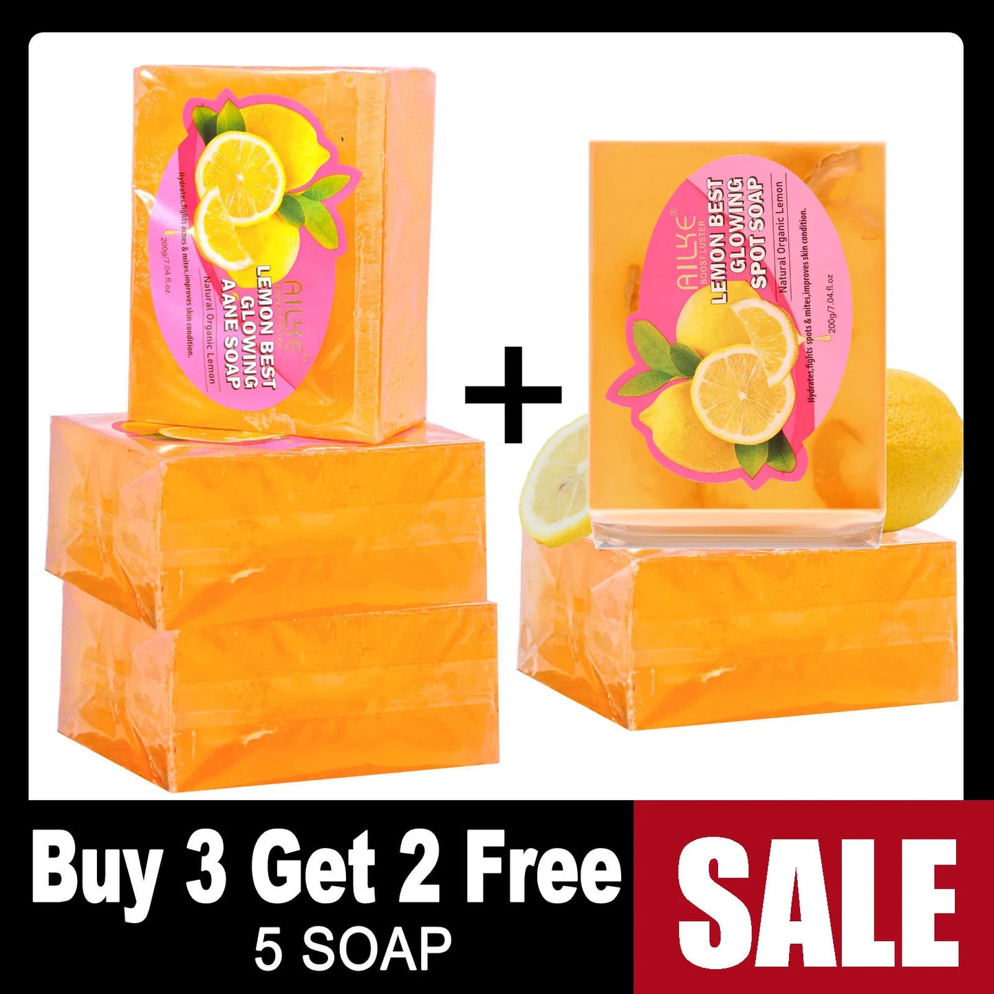 AILEK Natural Skin Cleansing Set, Cleanses Darkness, Stains, Moisturizes, Whitening, Boost Radiance to the Skin. Organic, Vegan