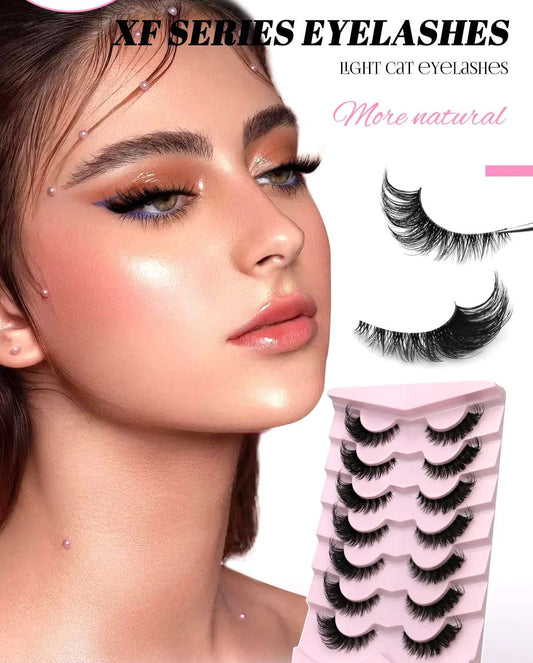 Bangzz Beauty Online – Fox Eye False Eyelashes 7 Pairs Pack | Wispy, Fluffy, Cat Eye Look with Faux Mink Lashes