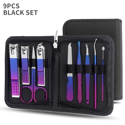 Bangzz Beauty Online – 30-in-1 Stainless Steel Manicure Set | Nail Clippers, Scissors, Cuticle Tools & Grooming Kit (Blue-Red Design)
